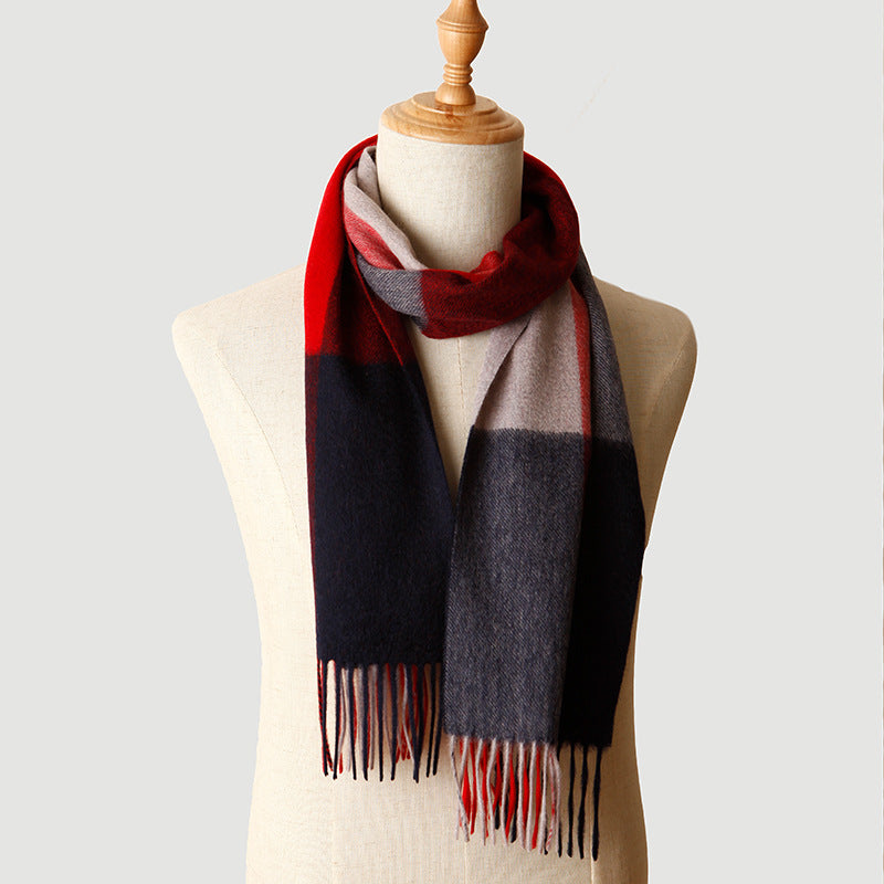 Men's plaid, pure cashmere, scarf, shawl, autumn and winter.
