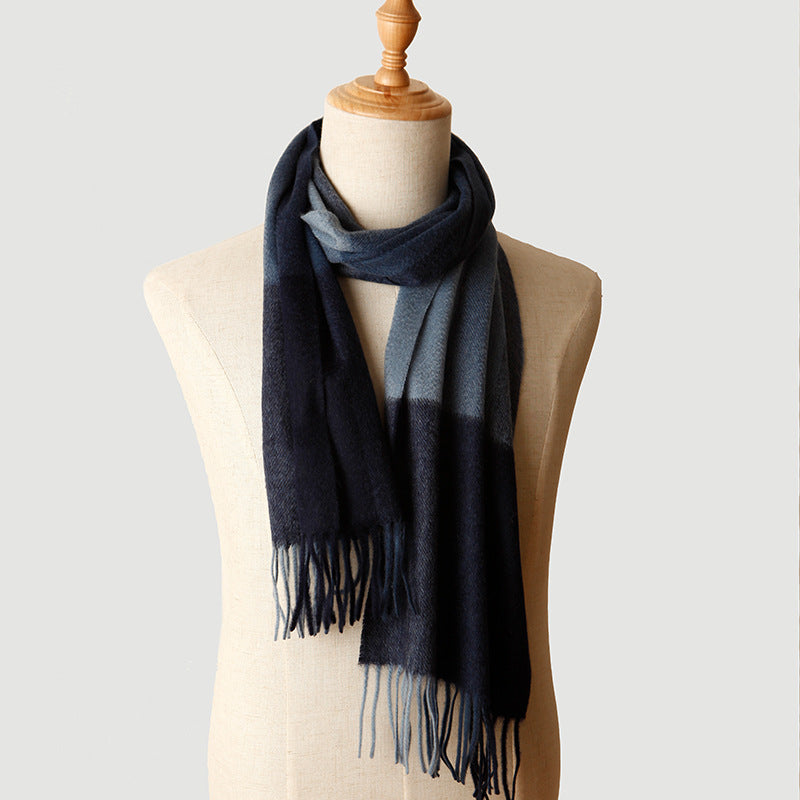 Men's plaid, pure cashmere, scarf, shawl, autumn and winter.