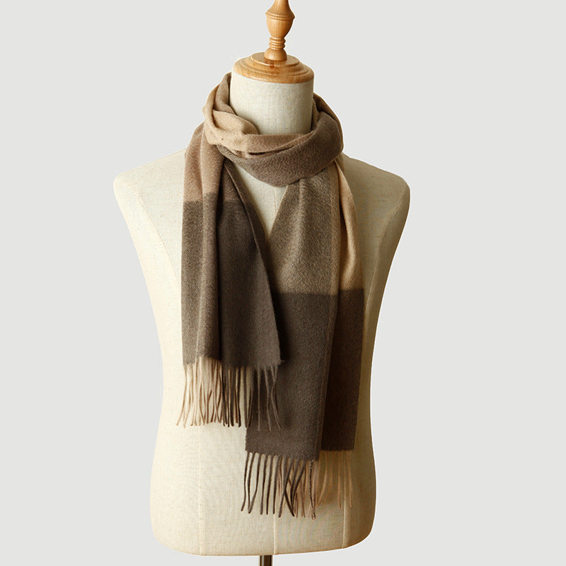 Men's plaid, pure cashmere, scarf, shawl, autumn and winter.