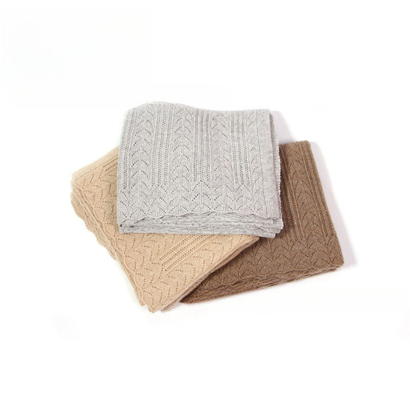 Warm scarf , Solid color splicing lace, Goat hair