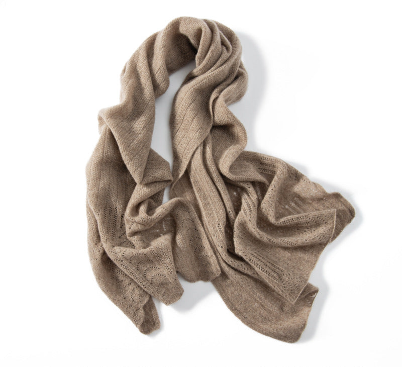 100% cashmere scarf, solid color, warm, scarf, knitted, threaded, women's cashmere scarf