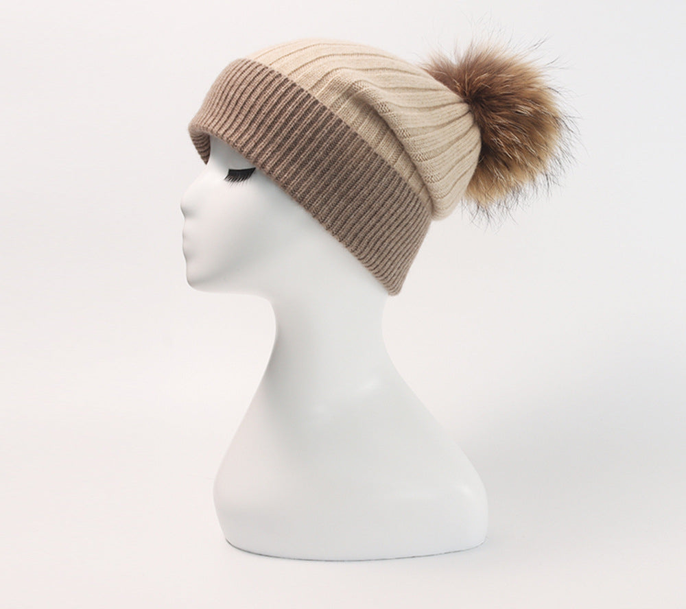 women fox hairball, hat, cashmere cap