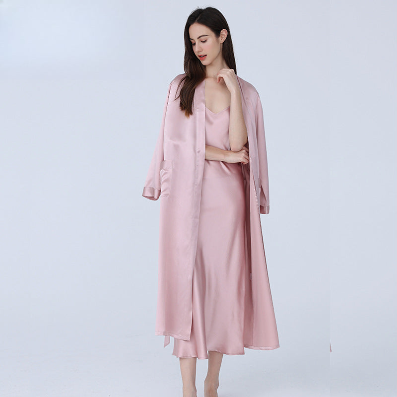 25 mmi, silk nightgown, silk long 100% mulberry silk nightgown, bathrobe.