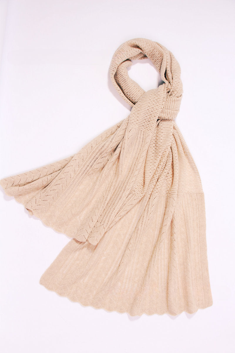 Warm scarf , Solid color splicing lace, Goat hair