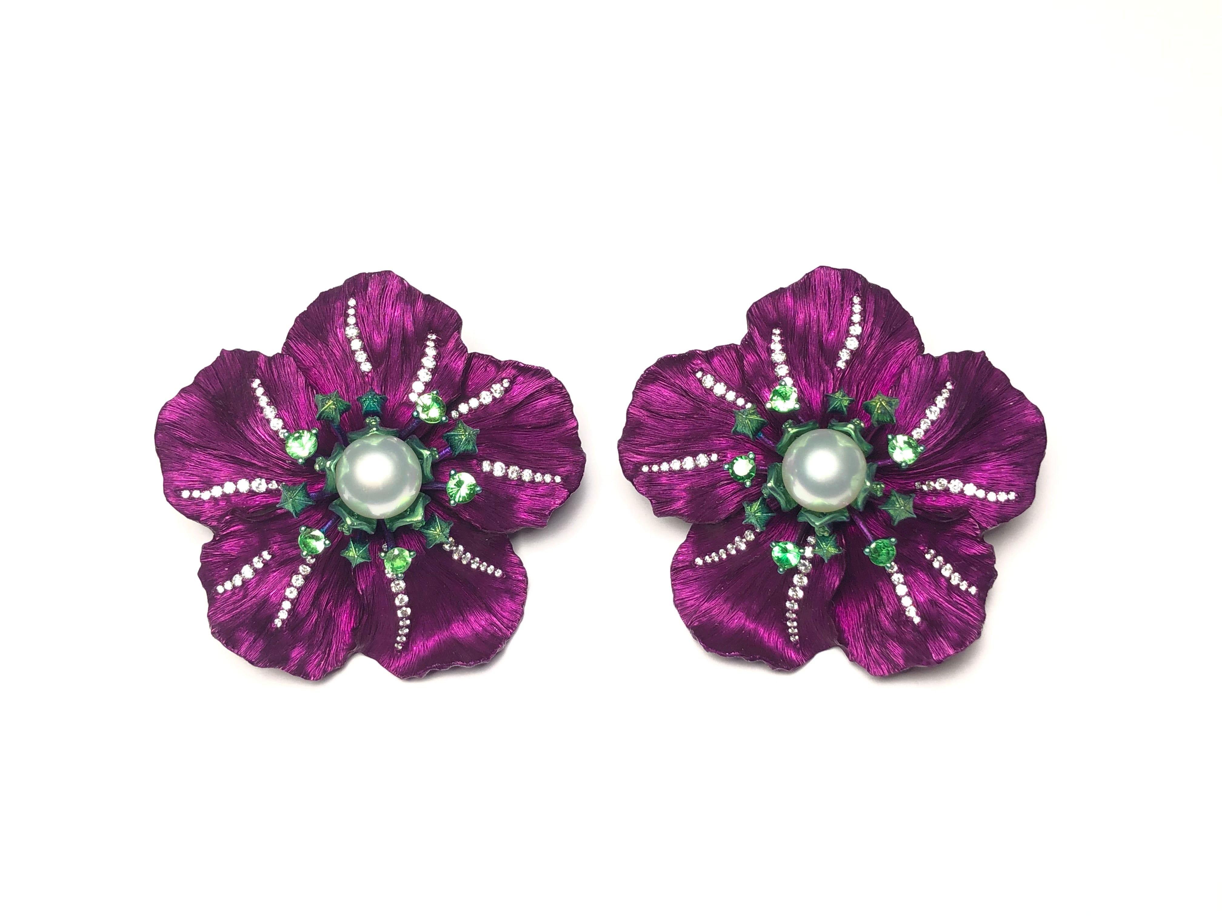 Jewelry Titanium and aluminum diamond Australian White Pearl Earrings