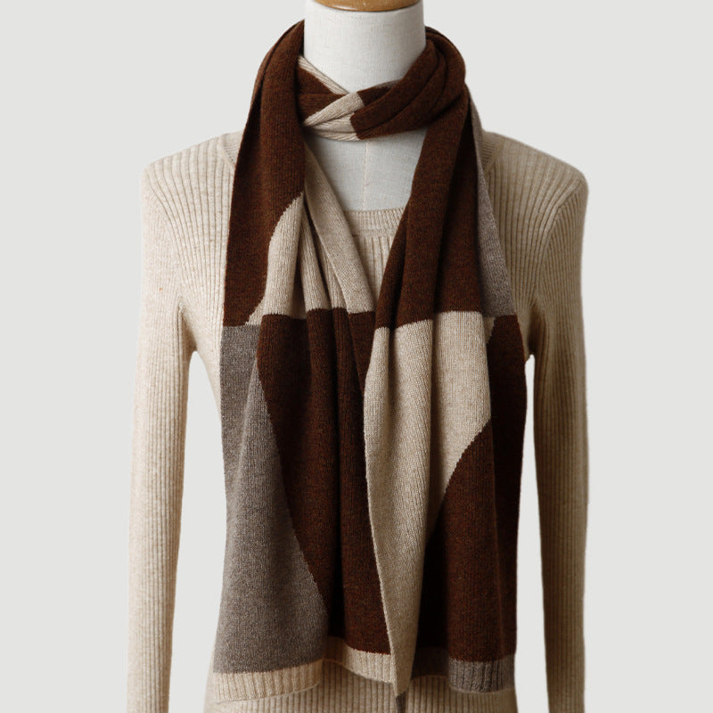 Men's and female couples, color matching, knitting, cashmere, scarf, thickening, autumn and winter, keeping warm