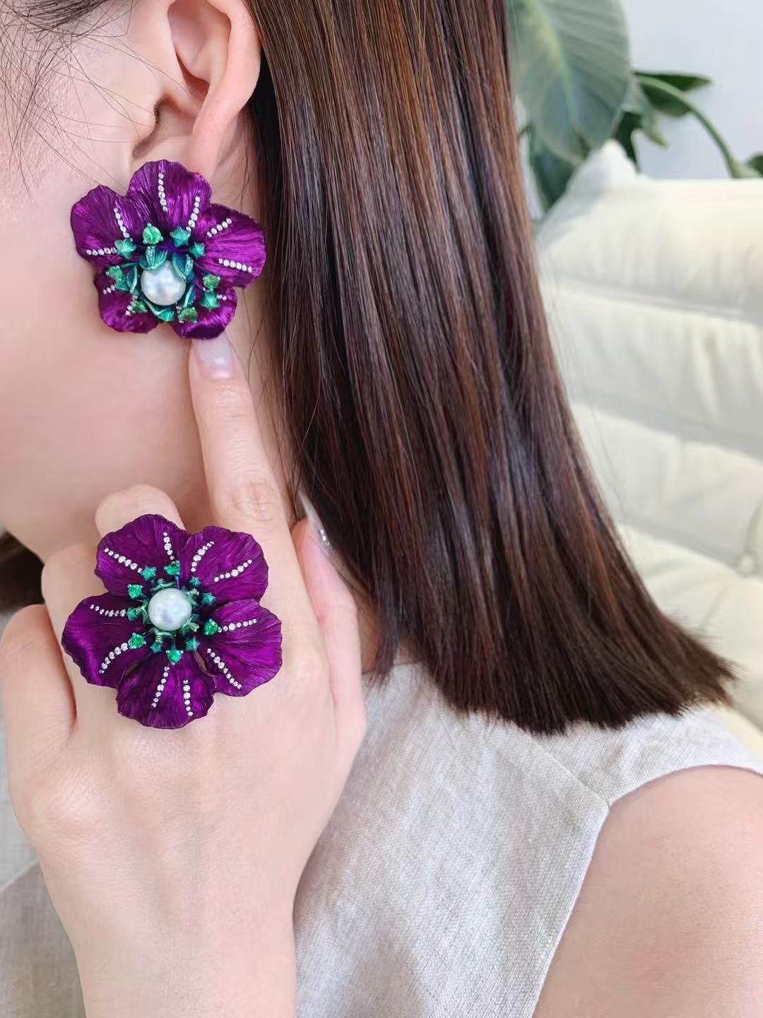 Jewelry Titanium and aluminum diamond Australian White Pearl Earrings