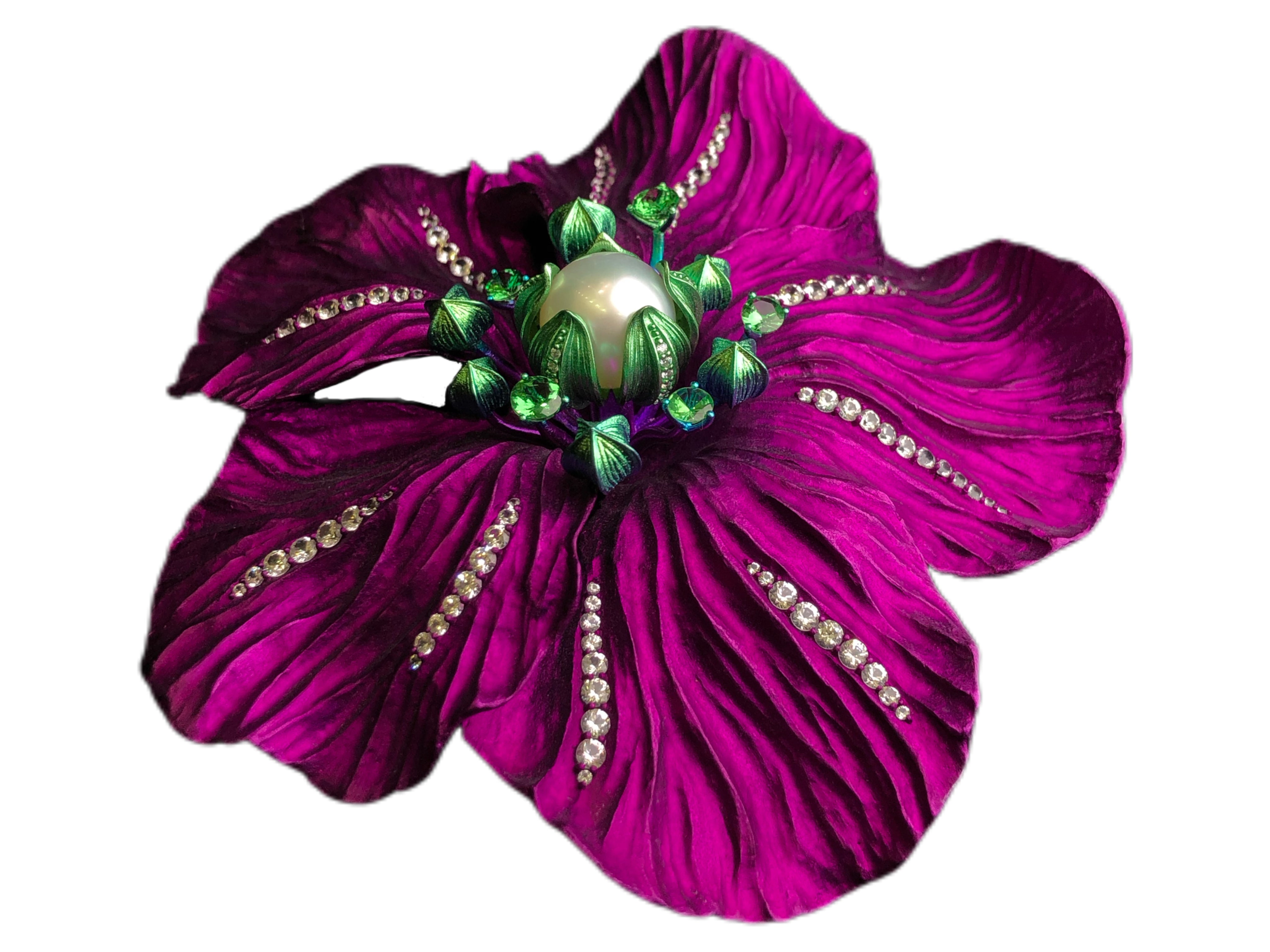 Jewelry Titanium and aluminum diamond Australian White Pearl brooch 50mm