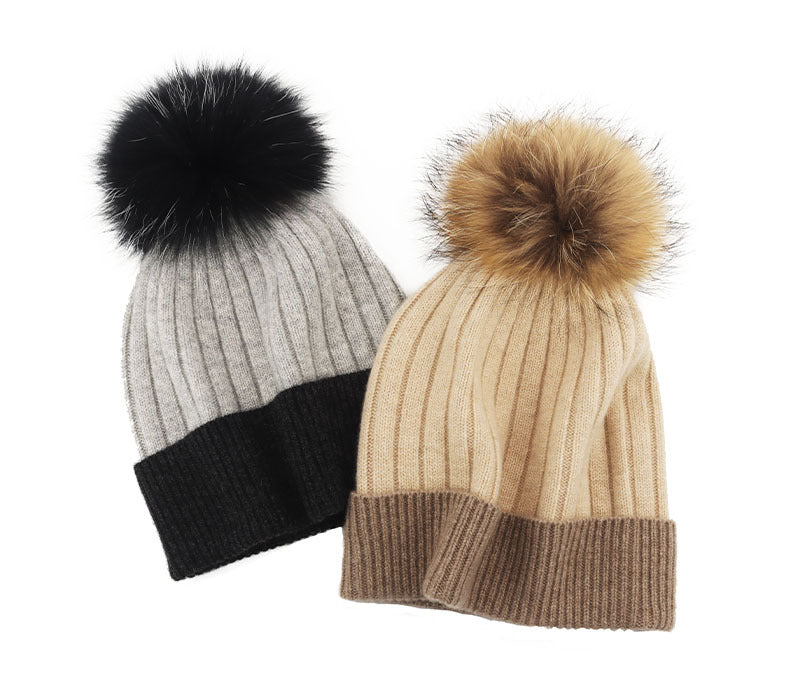 women fox hairball, hat, cashmere cap