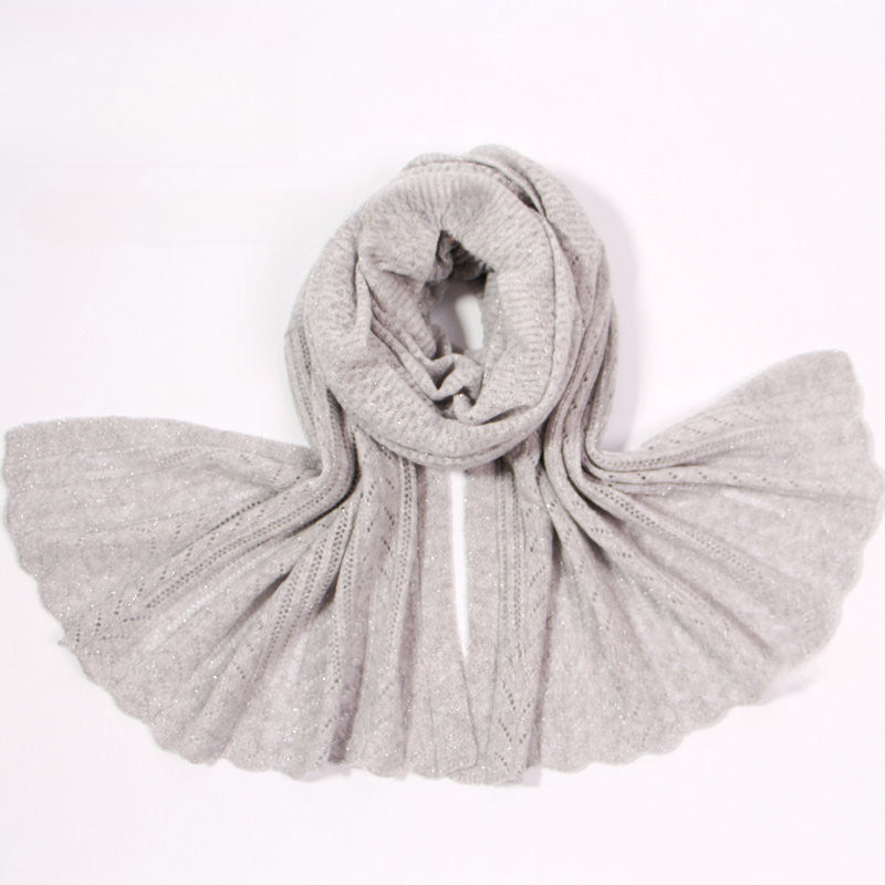 Warm scarf , Solid color splicing lace, Goat hair