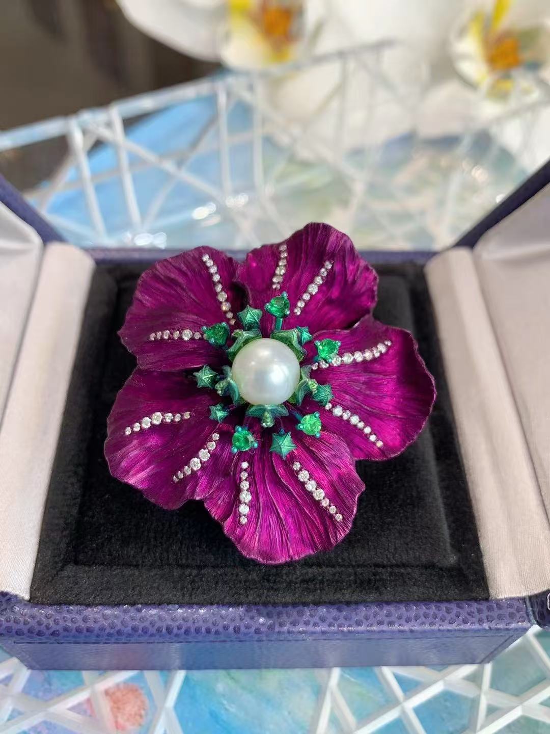 Jewelry Titanium and aluminum diamond   Pearl ring