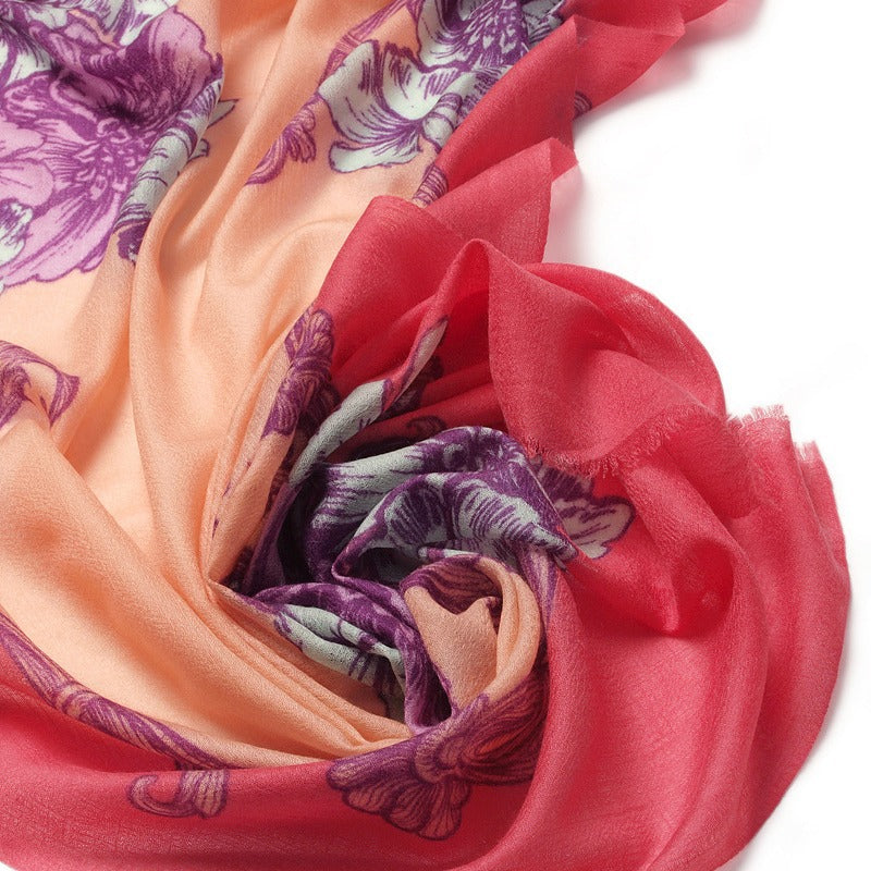 Cashmere, combed fleece, printed, loose beard, long scarf, shawl, cashmere scarf