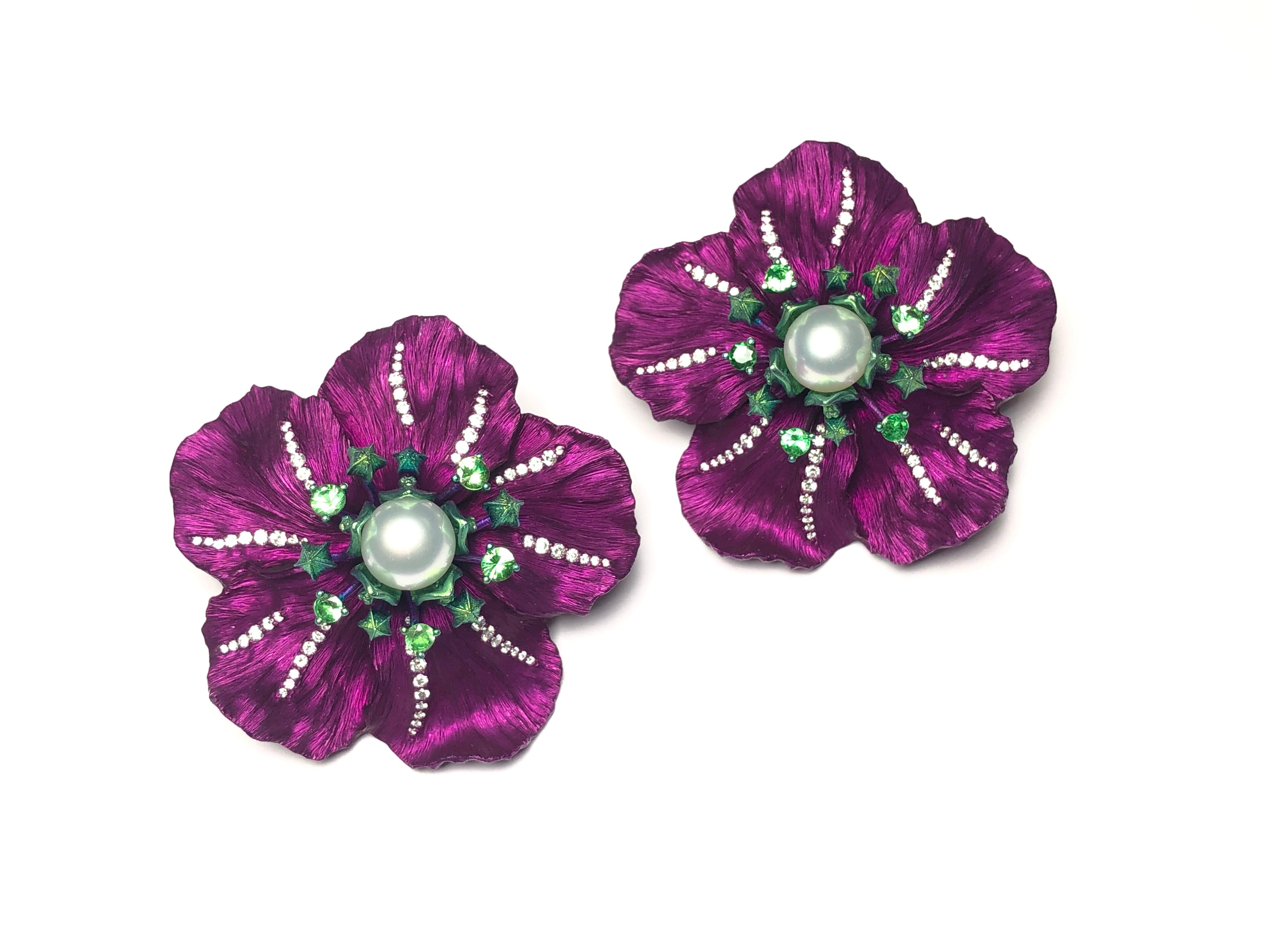 Jewelry Titanium and aluminum diamond Australian White Pearl Earrings