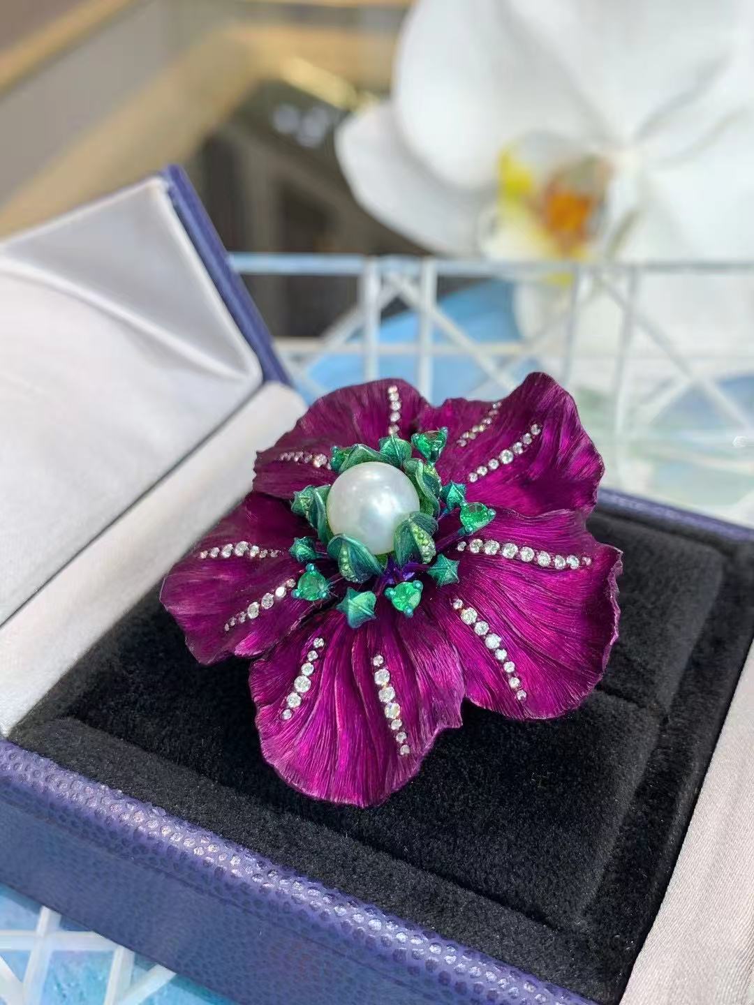 Jewelry Titanium and aluminum diamond   Pearl ring